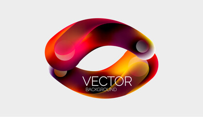 Beautiful flowing round shapes and circles abstract background. Liquid color bubble composition