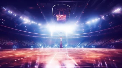 Fotobehang Large Basketball court arena. World basketball day background © Tazzi Art