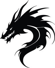 Dragon tattoo design. Dragon vector illustration. Dragon face tribal design. Dragon symbol.