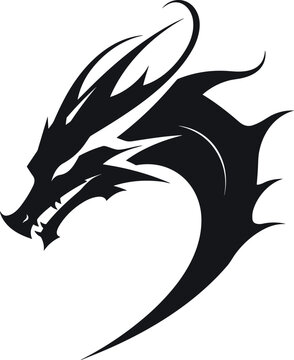 Dragon tattoo design. Dragon vector illustration. Dragon face tribal design. Dragon symbol.