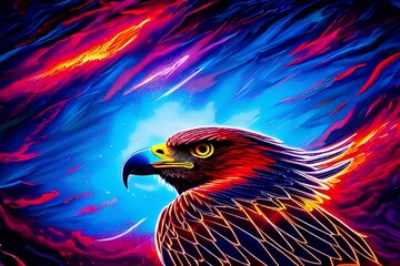 AI generated illustration of an eagle on a colorful background perfect for wallpapers