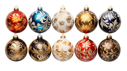 set of  ornate Christmas ornaments