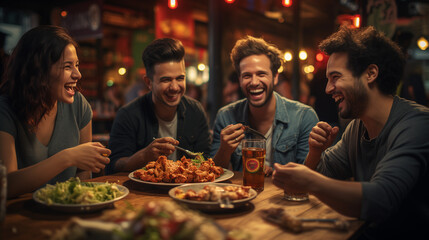 Friends enjoying meal together