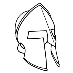 line art helmet spartan side on white 