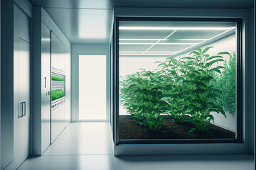 AI generated illustration of futuristic crop laboratory