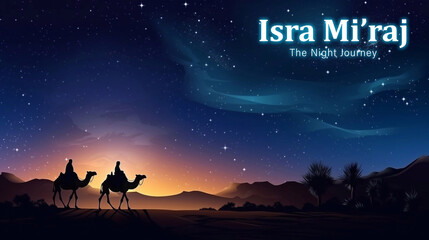 Al-Isra wal Mi'raj Poster Design. The night journey Prophet Muhammad Illustration