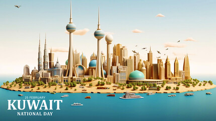 Kuwait national day banner design 