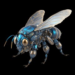 Fototapeta premium AI generated illustration of a blue fly on an isolated background