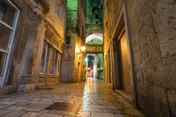 The interior arch of the 4th century Golden Gate in the historic city walls of Split in Croatia. Part of the Diocletian Palace