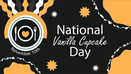 National Vanilla Cupcake Day vector banner design. Happy National Vanilla Cupcake Day modern minimal graphic poster illustration.