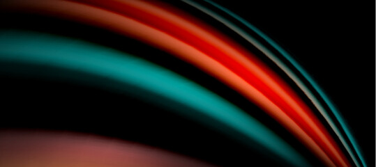 Rainbow color wave lines on black. Techno or business abstract background for posters, covers, banners, brochures, websites