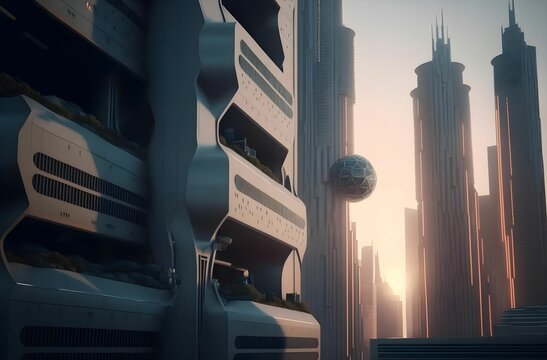 AI generated illustration of a futuristic city