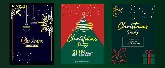 Fototapeta na wymiar Vector design of a poster for a Christmas celebration with ornaments