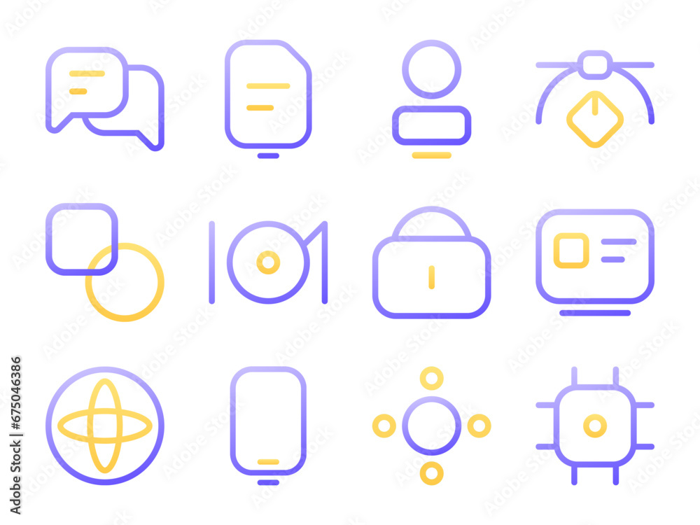 Poster user interface icon pack in gradient outline style. perfect for websites, landing pages, mobile apps