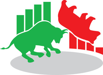 GREEN BULL STOCK EXCHANE MARKET VECTOR ILLUSTRATION