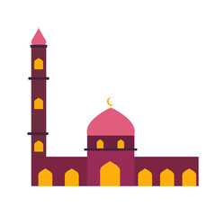 Islamic mosque illustration. Islamic landmark with flat style. Vector illustration.