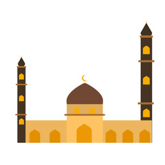 Islamic mosque illustration. Islamic landmark with flat style. Vector illustration.