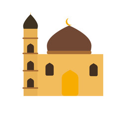 Islamic mosque illustration. Islamic landmark with flat style. Vector illustration.