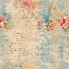 Papier Peint photo autocollant Vieux mur texturé sale Floral Vintage Digital Paper Antique Textures Ephemera Scrapbook Paper