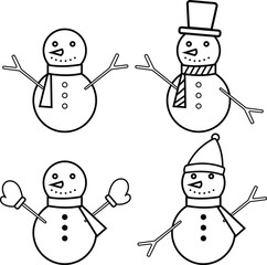 vector snowman set winter and happy new year

