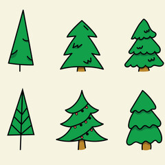 vector set of pine tree for xmass
