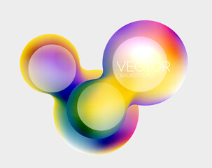 Beautiful flowing round shapes and circles abstract background. Liquid color bubble composition