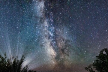 Awe-inspiring nighttime featuring a dark night sky with twinkling stars and a majestic milky way