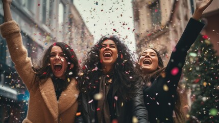 Obraz premium Best friends enjoying to celebrating Christmas and new year season.