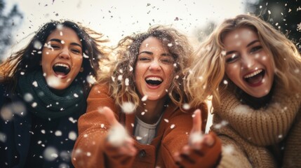  Best friends enjoying to celebrating Christmas and new year season.