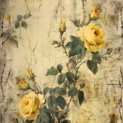 Floral Vintage Digital Paper Antique Textures Ephemera Scrapbook Paper