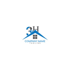 Simple 3H Home Logo Icon Design Inspiration Creative Vector Template. 3H Home roofing Logo
