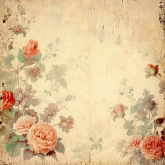 Floral Vintage Digital Paper Antique Textures Ephemera Scrapbook Paper