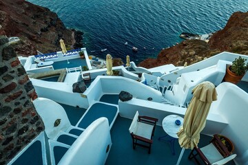 Top view of beautiful Oai in Greece - obrazy, fototapety, plakaty