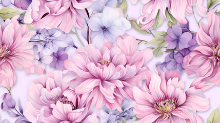 soft and dreamy watercolor seamless pattern flowers