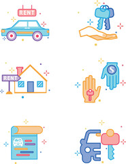Fototapeta na wymiar Is a set of vector icons featuring buying a house displayed on a crisp white background