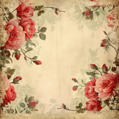 Floral Vintage Digital Paper Antique Textures Ephemera Scrapbook Paper