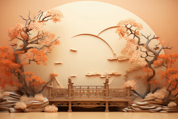 Chinese mid autumn festival on Chinese elements background