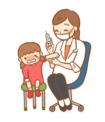 予防接種を受ける子どものイラスト