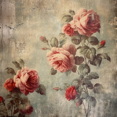 Floral Vintage Digital Paper Antique Textures Ephemera Scrapbook Paper