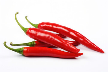 pile of large red chilies isolated on a white background, Generative ai