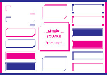 シンプルな四角のフレームセット　ピンク＆ブルー