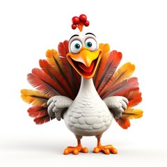 Thanksgiving celebration. isolated white background . illustration of a turkey. AI generative