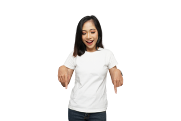 Beautiful Asian Girl Looking Down Cutout Isolated Background