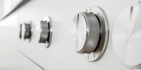 Closeup shot of metallic shiny dials on an oven