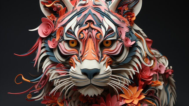 An Animal Sculpture Made Of Paper In The Style, Background Image, Hd