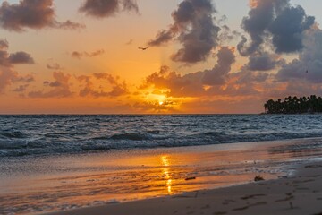 View of a sunrise on the beach in Punta Cana, Dominican Republic