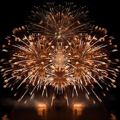 beautiful fireworks in the night, A beautiful fireworks bright belly amidst the black night sky, AI generated 