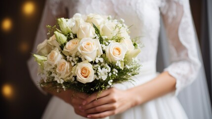 Obraz na płótnie Canvas Wedding flowers white roses bouquet background. Wedding banner. summer banner, greeting card for wedding, 