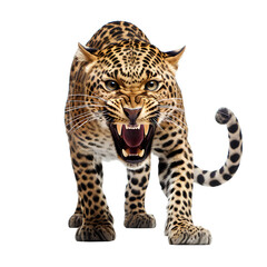 portrait of a leopard on transparent background PNG