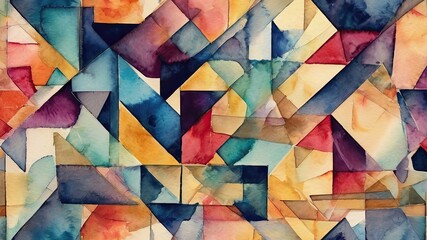 Abstract colorful watercolor geometric art, modern poster	